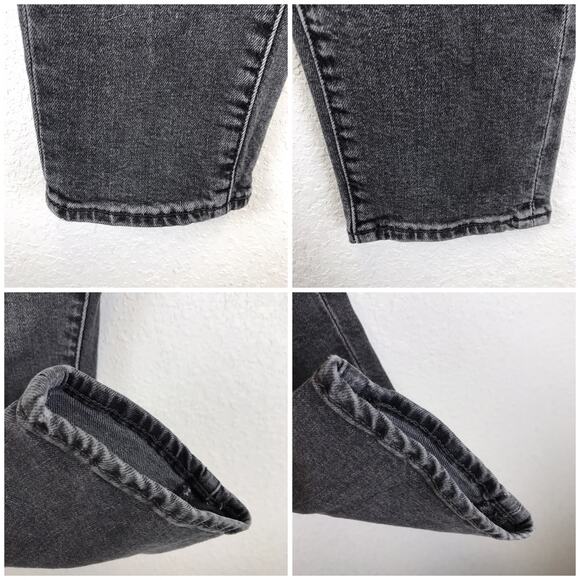 Levi's Wedgie Skinny Faded Black High Rise Button Fly Crop Denim Jeans Size 32 - Picture 7 of 14